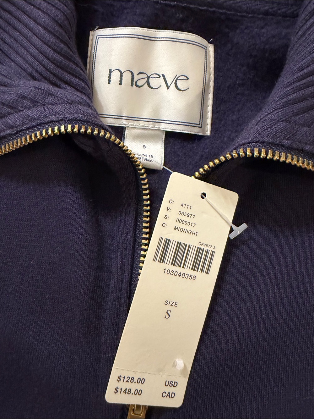 Anthropologie Maeve - Zip-Front Sweater ‘Jacket’ with Fold-Over Collar -NWT - Picture 6 of 6